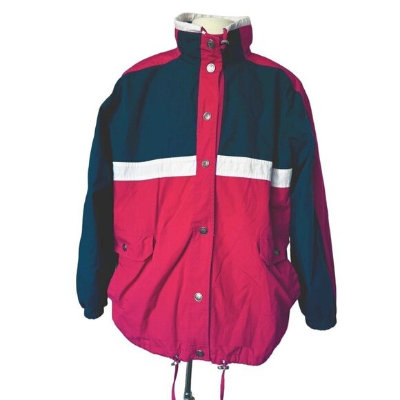 VTG Mulberry Street Jacket Adult L‎ Patriotic USA Nautical Zip Front Color Block - Picture 1 of 12